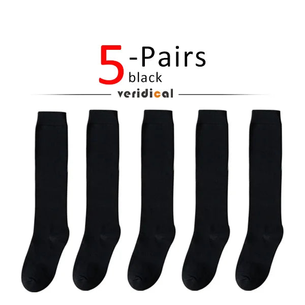 Solid Cotton Long Socks