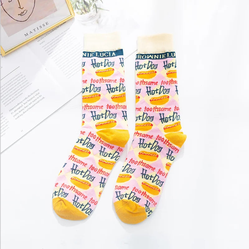 Artistic Mushroom Cotton Crew Socks