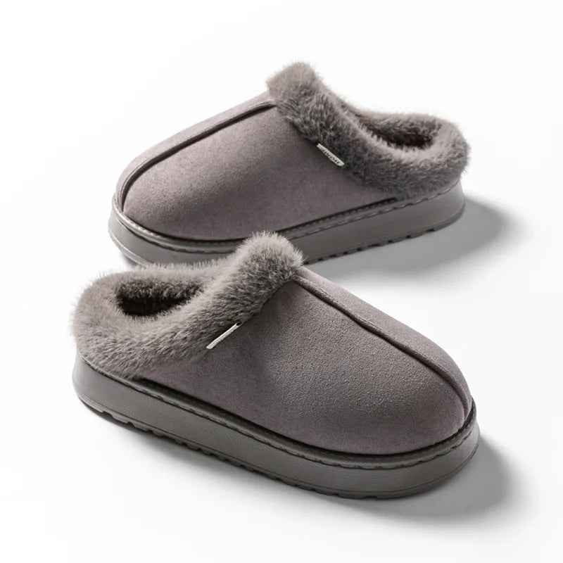 Faux Suede Platform Slippers