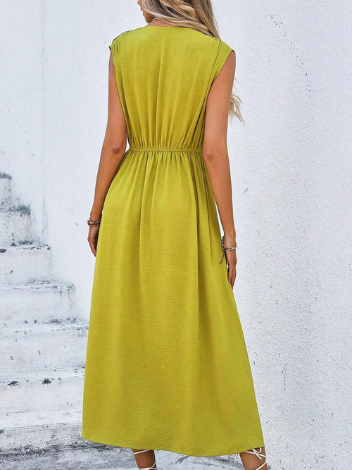 Belted A-Line Midi Dress