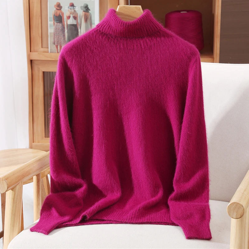 Luxe High-Collar Knit Sweater