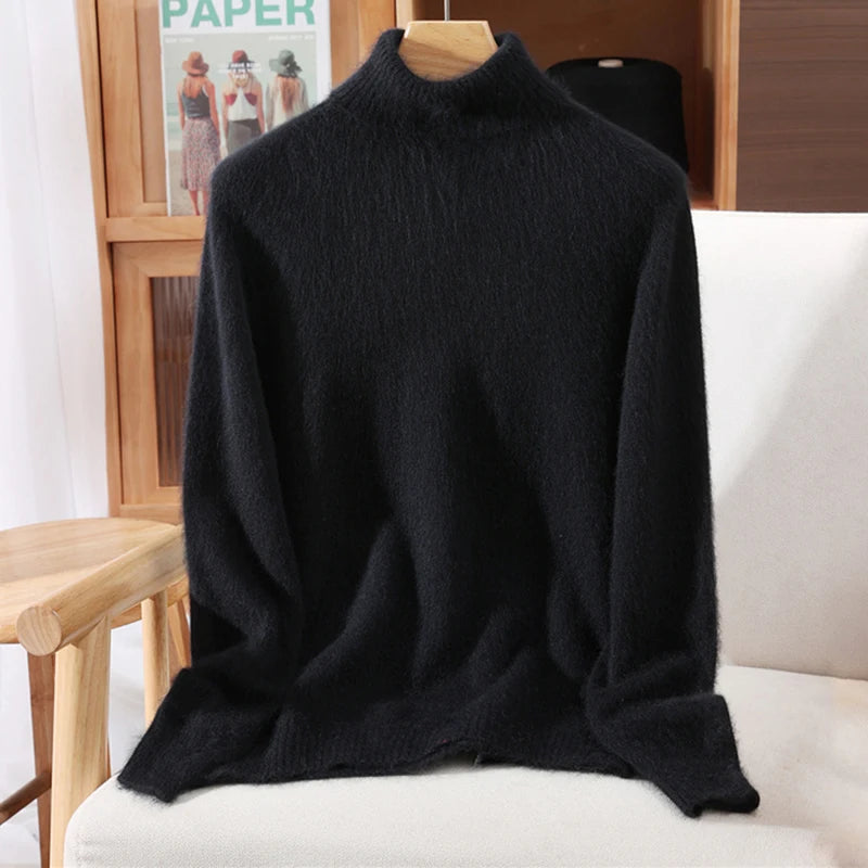 Luxe High-Collar Knit Sweater