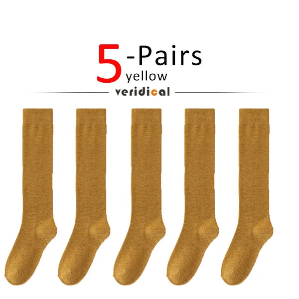 Solid Cotton Long Socks