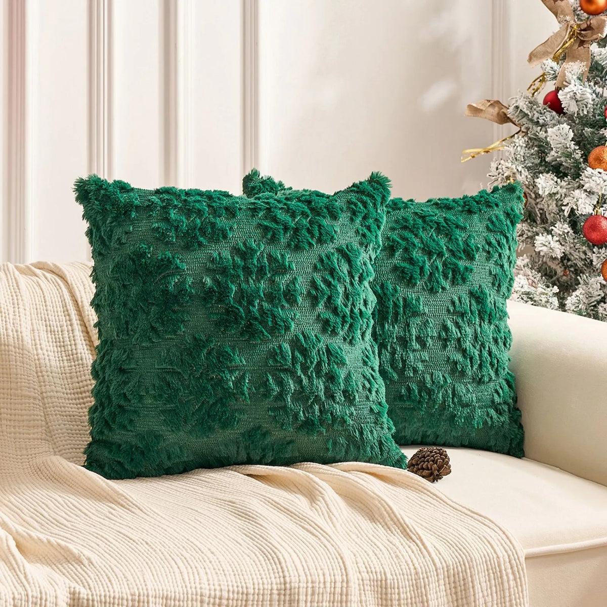Plush Pumpkin & Snowflake Holiday Pillow Cover