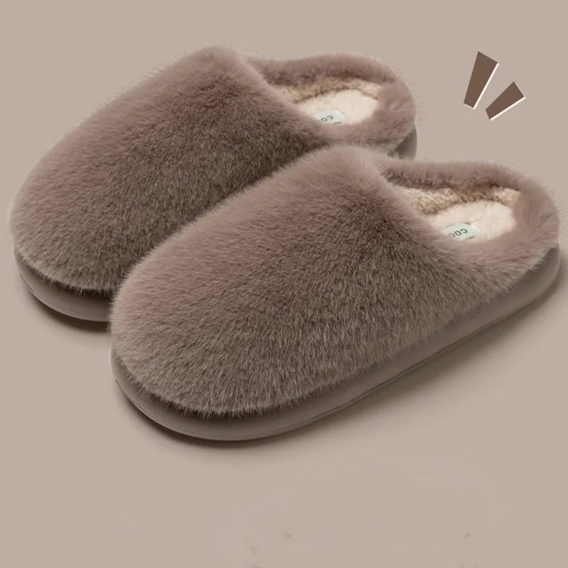 Faux Fur Thick-Sole Slippers