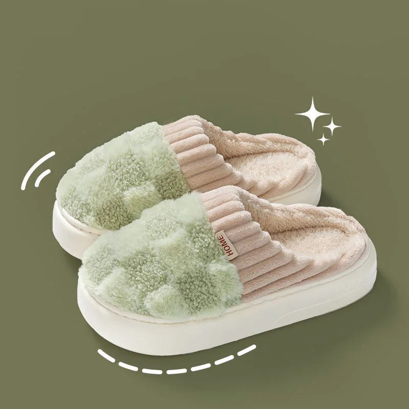 Plaid Plush Winter Indoor Slippers