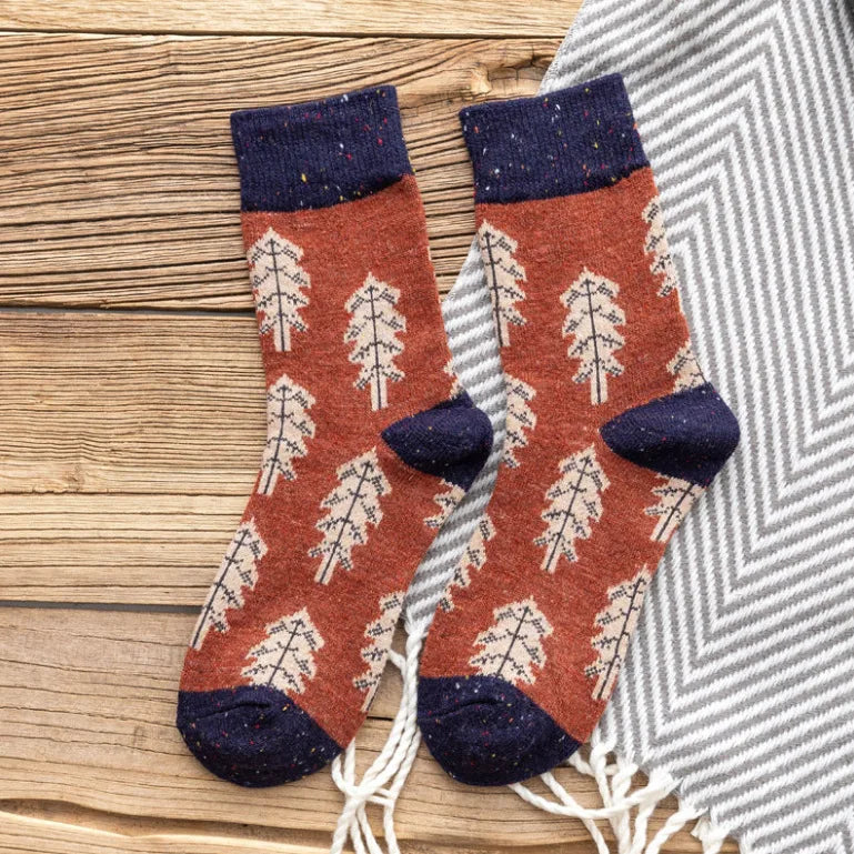 Christmas Tree Wool Blend Winter Socks