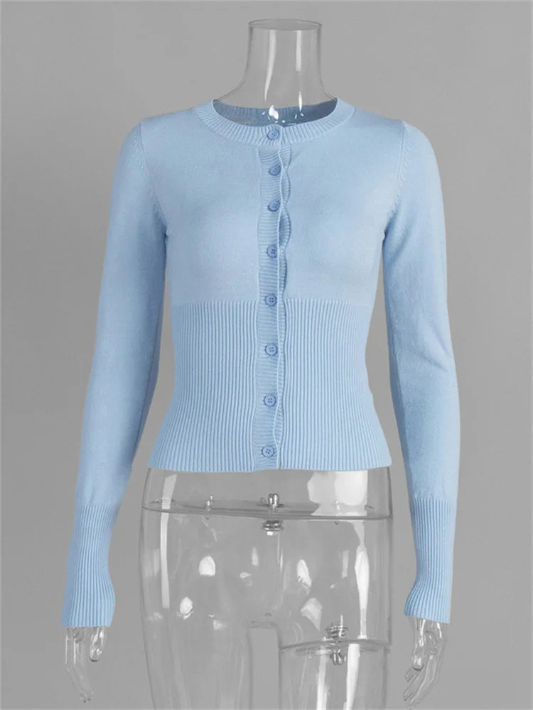 Ribbed Button Knit Cardigan