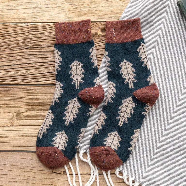 Christmas Tree Wool Blend Winter Socks