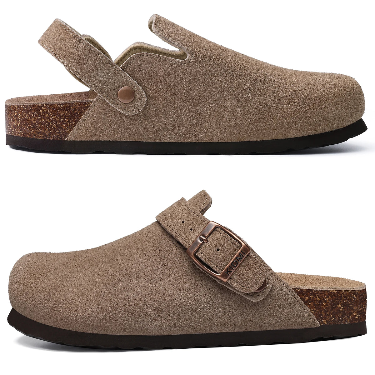 Genuine Suede Buckle Clogs