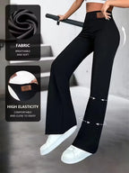 LaVirella Women's High-Waist Stretch Straight-Leg Pants