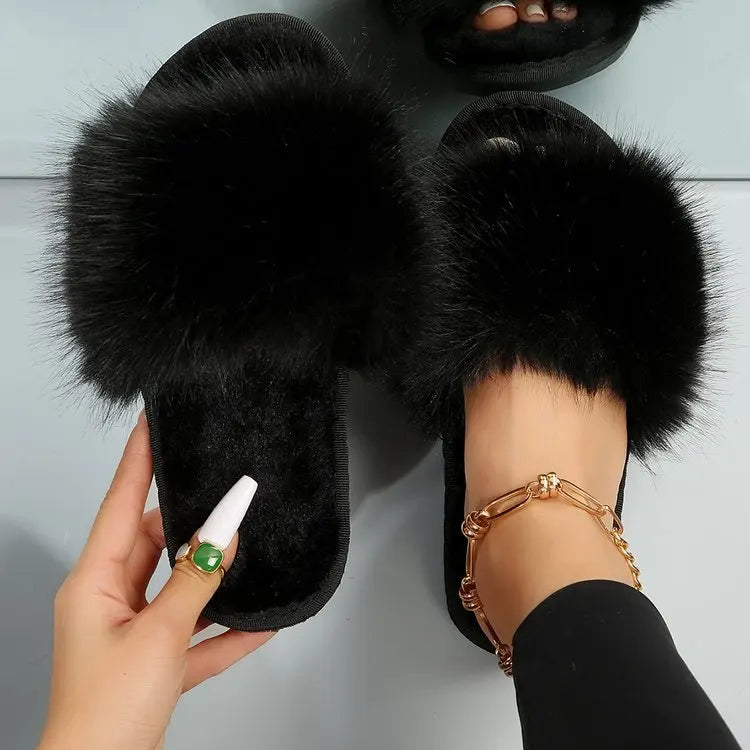 Fluffy Faux Fur Slippers