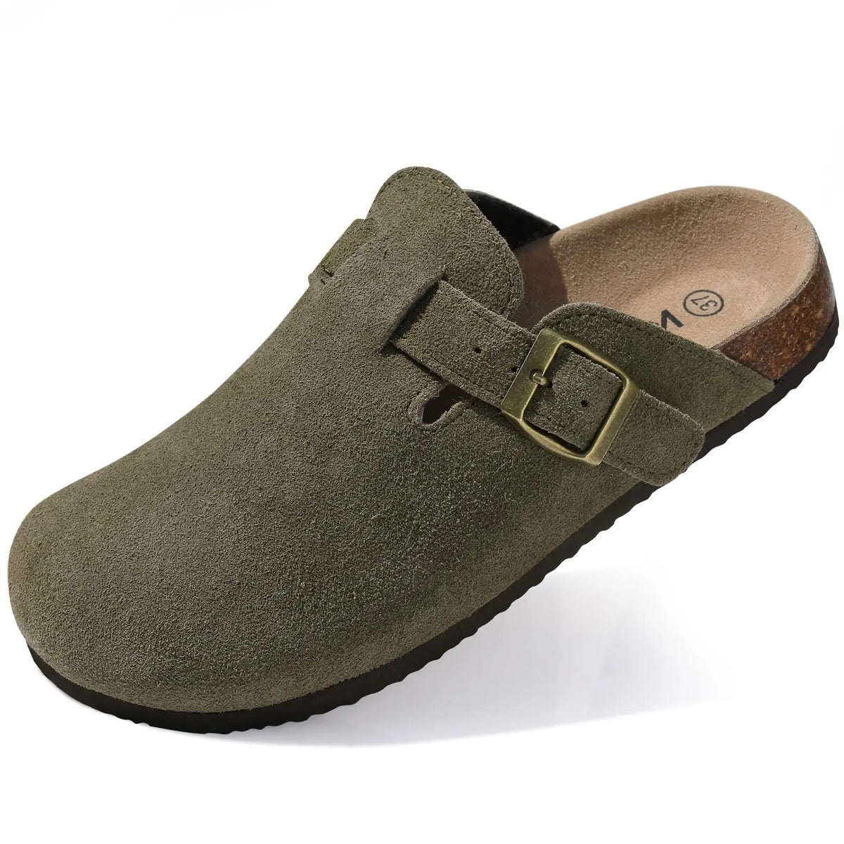 Suede Cork-Sole Clogs