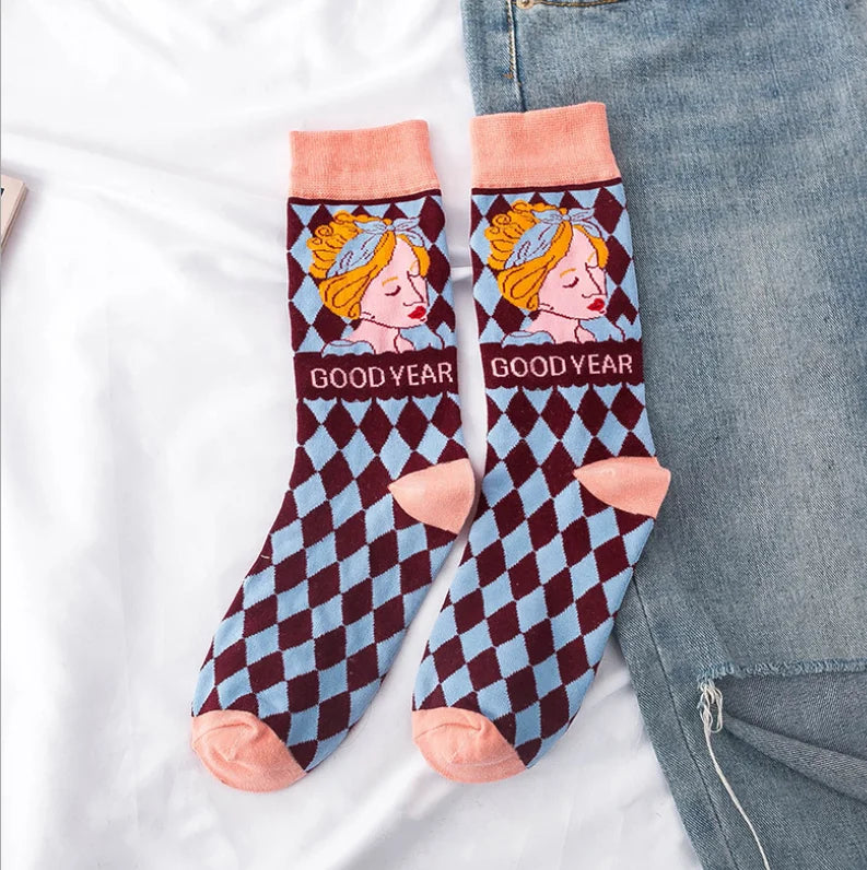 Artistic Mushroom Cotton Crew Socks