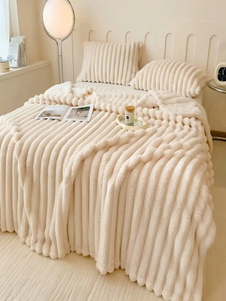 Super Soft Faux Rabbit Fur Plush Blanket