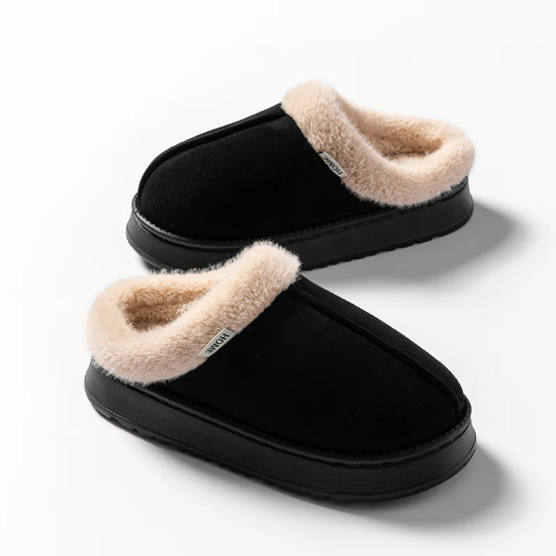 Faux Suede Platform Slippers