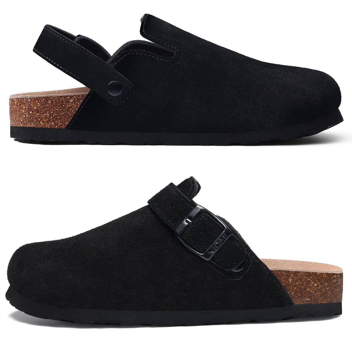 Genuine Suede Buckle Clogs