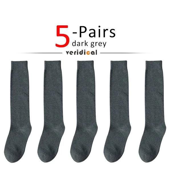 Solid Cotton Long Socks