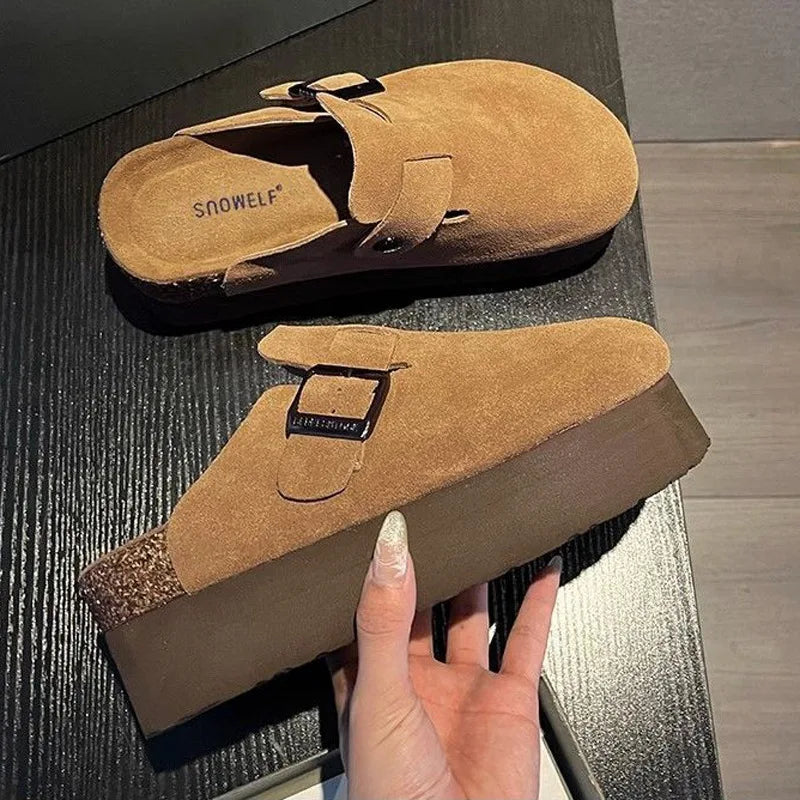 Buckle Platform Mule Slides