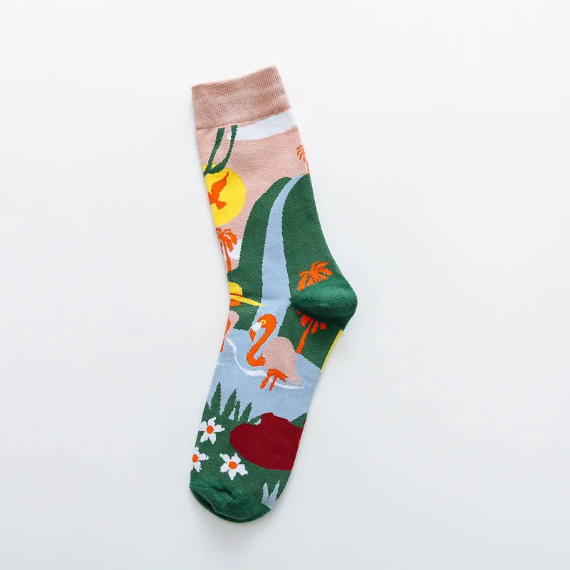Artistic Mushroom Cotton Crew Socks