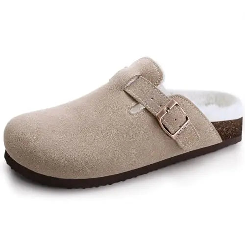 Suede Cork-Sole Clogs