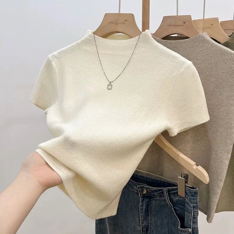 Essential Slim Turtleneck Knit Top