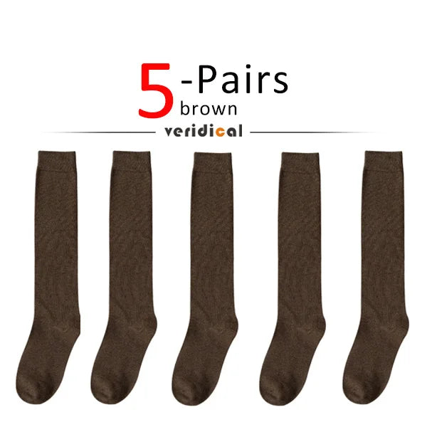 Solid Cotton Long Socks
