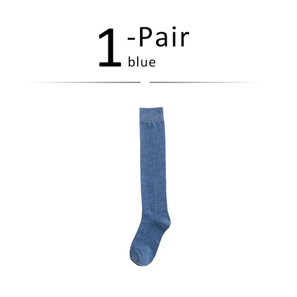 Solid Cotton Long Socks