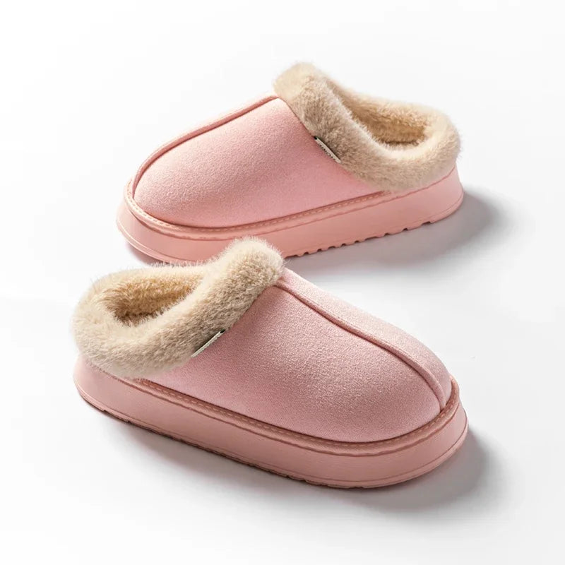 Faux Suede Platform Slippers