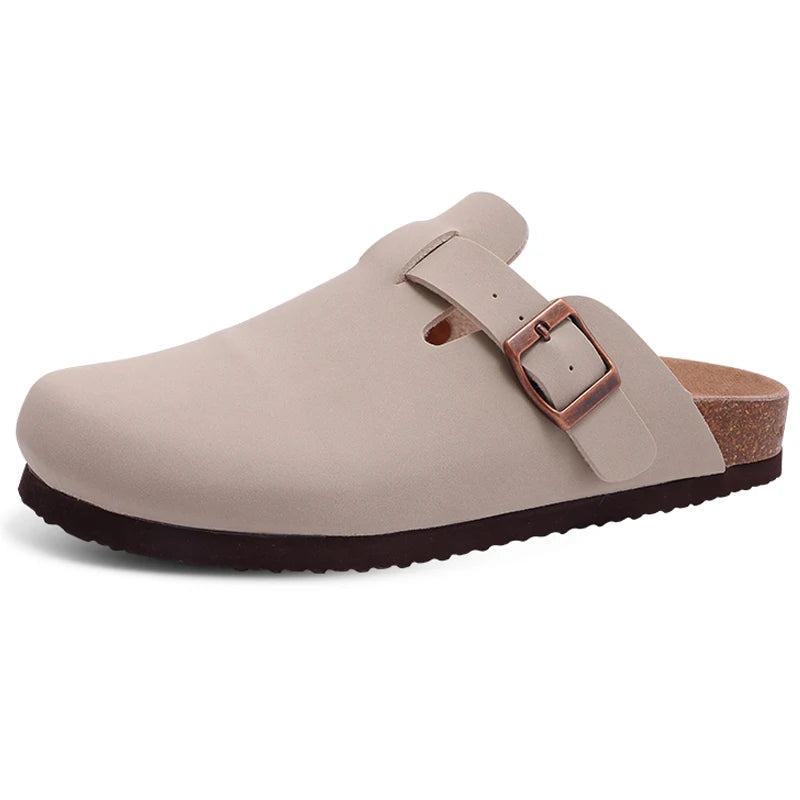 Suede Cork-Sole Clogs
