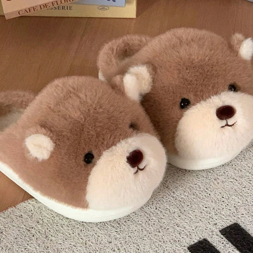 3D Bear Fluffy Winter Slippers
