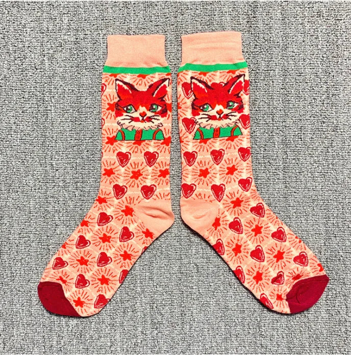 Artistic Mushroom Cotton Crew Socks