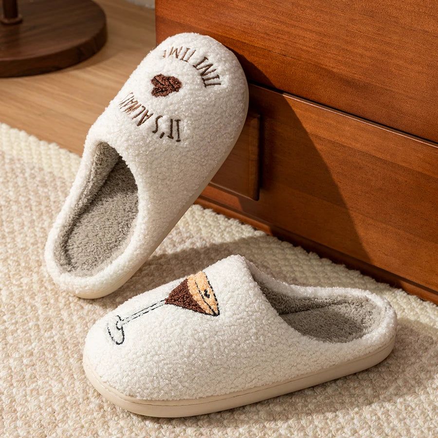 LaVirella Espresso Martini “Tini Time” Cozy Plush Slippers