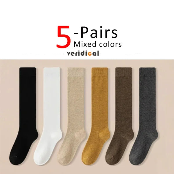 Solid Cotton Long Socks