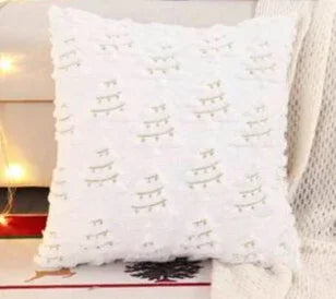 White Christmas Faux Fur Pillow Cover