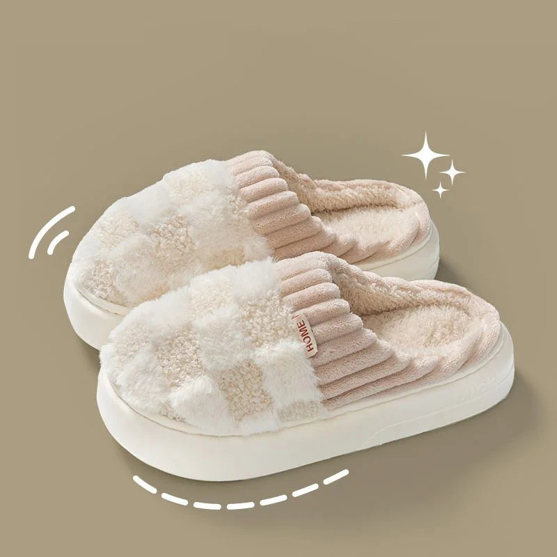 Plaid Plush Winter Indoor Slippers