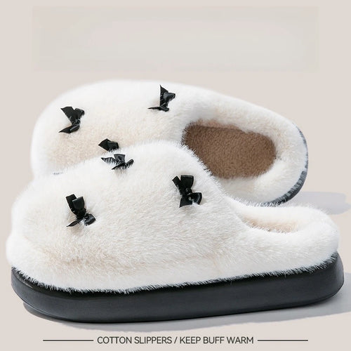 Bow Plush House Slippers