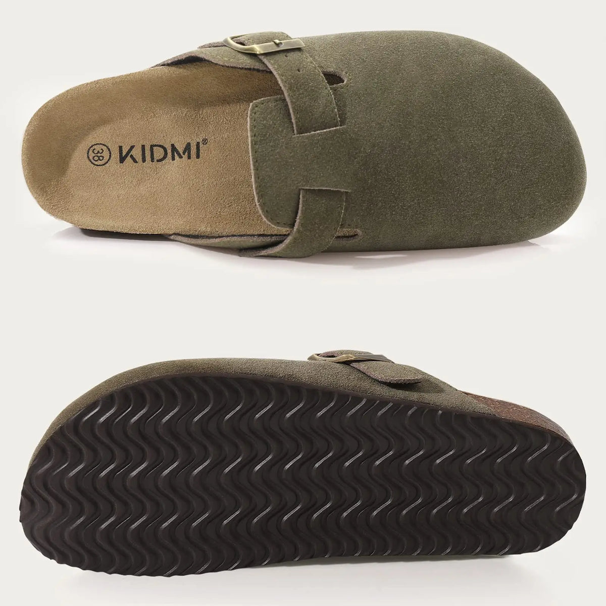 Genuine Suede Buckle Clogs