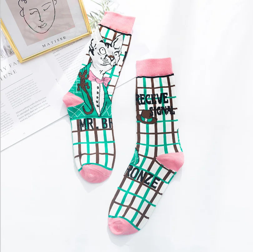 Artistic Mushroom Cotton Crew Socks