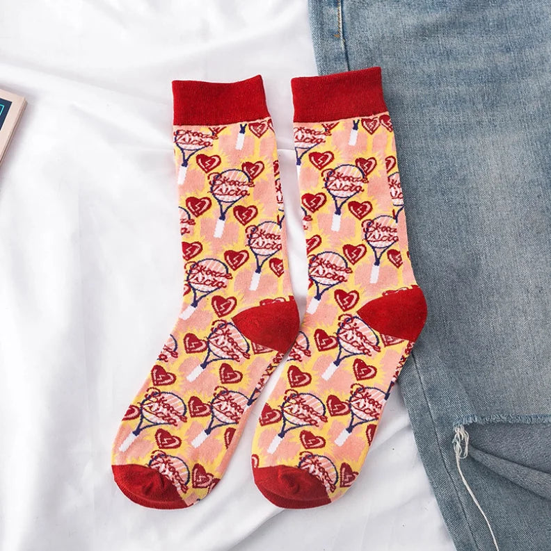 Artistic Mushroom Cotton Crew Socks