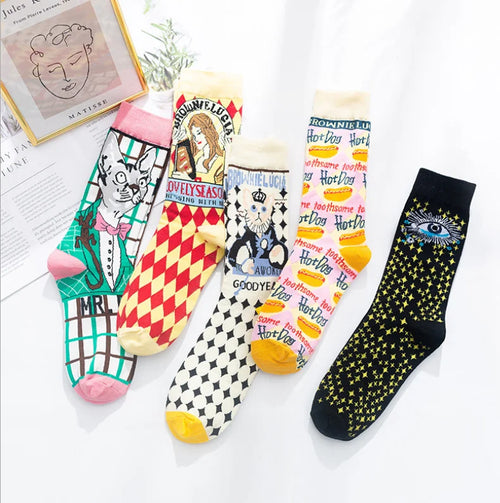Artistic Mushroom Cotton Crew Socks