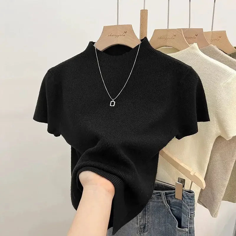 Essential Slim Turtleneck Knit Top